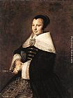 Frans Hals Canvas Paintings - Portrait of a Seated Woman Holding a Fan